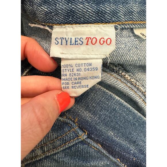 Styles To Go vintage 100% cotton high waisted pleated blue jeans size 8 - Picture 3 of 13